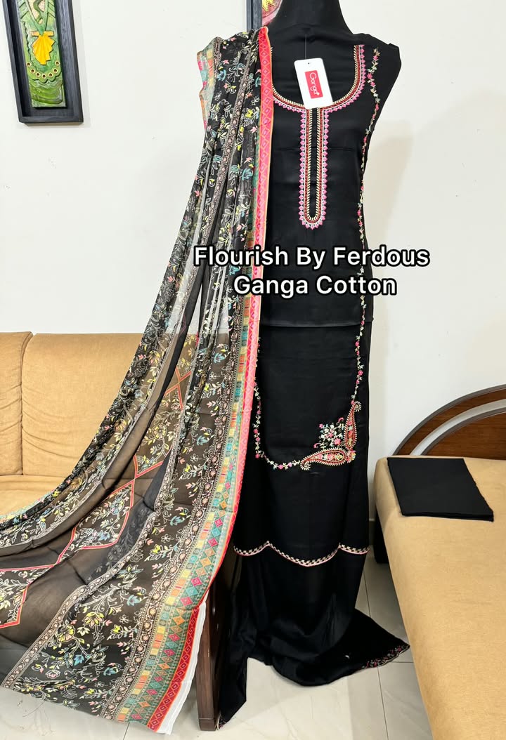 Indian Ganga Cogtton Embroidered Dress